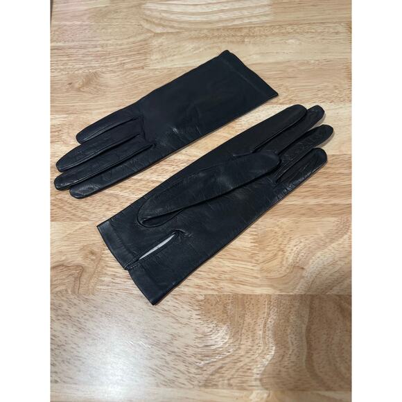 Vintage Anticoli Italian Long Soft Black Leather Gloves Made in Italy Small JL - Picture 1 of 11
